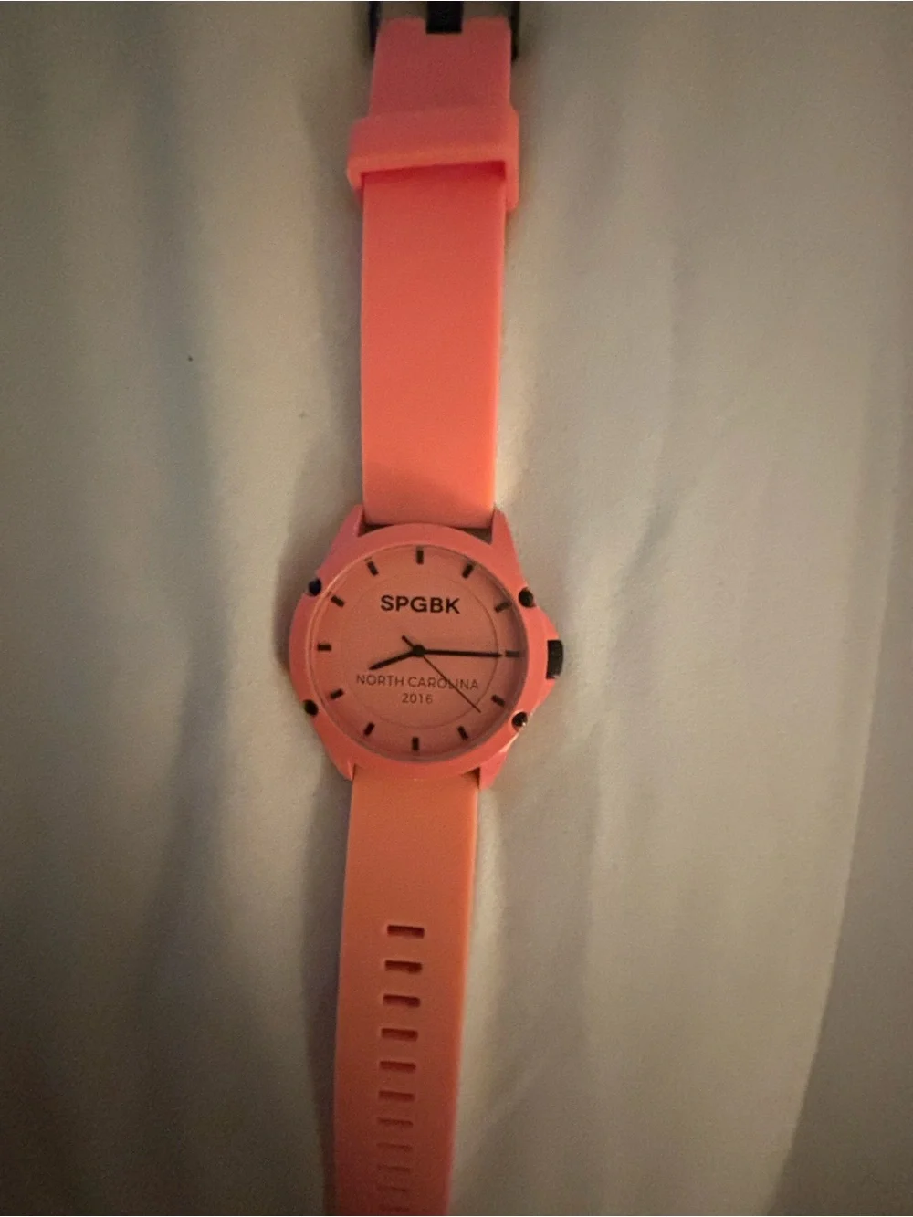 SPGBK Pink Silicone Watch - North Carolina 2016. Large face. Needs battery